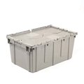 Global Industrial Plastic Attached Lid Shipping & Storage Container, 25-1/4x16-1/4x13-3/4, Gray 257812